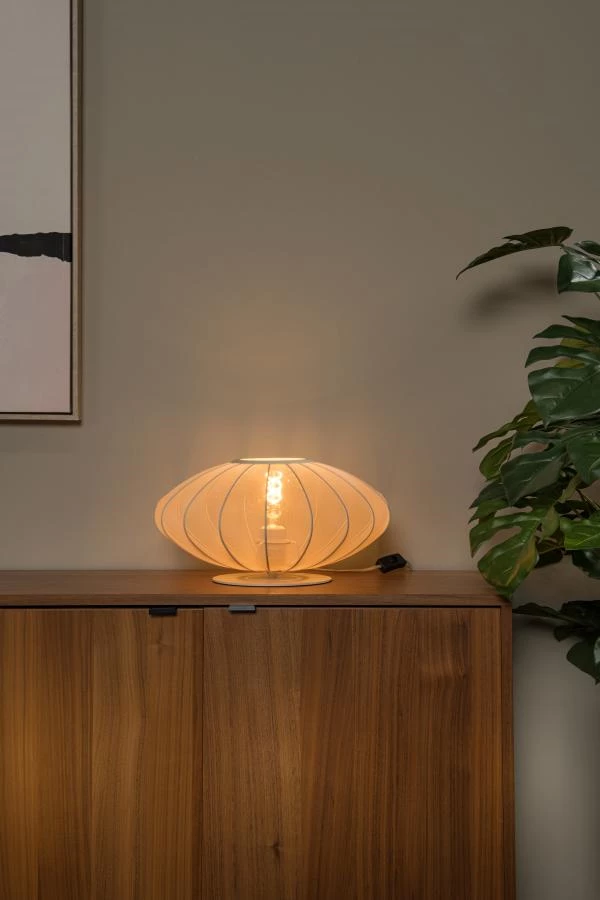 Lucide CORINA - Lampe de table - Ø 40 cm - 1xE27 - Crème - ambiance 1